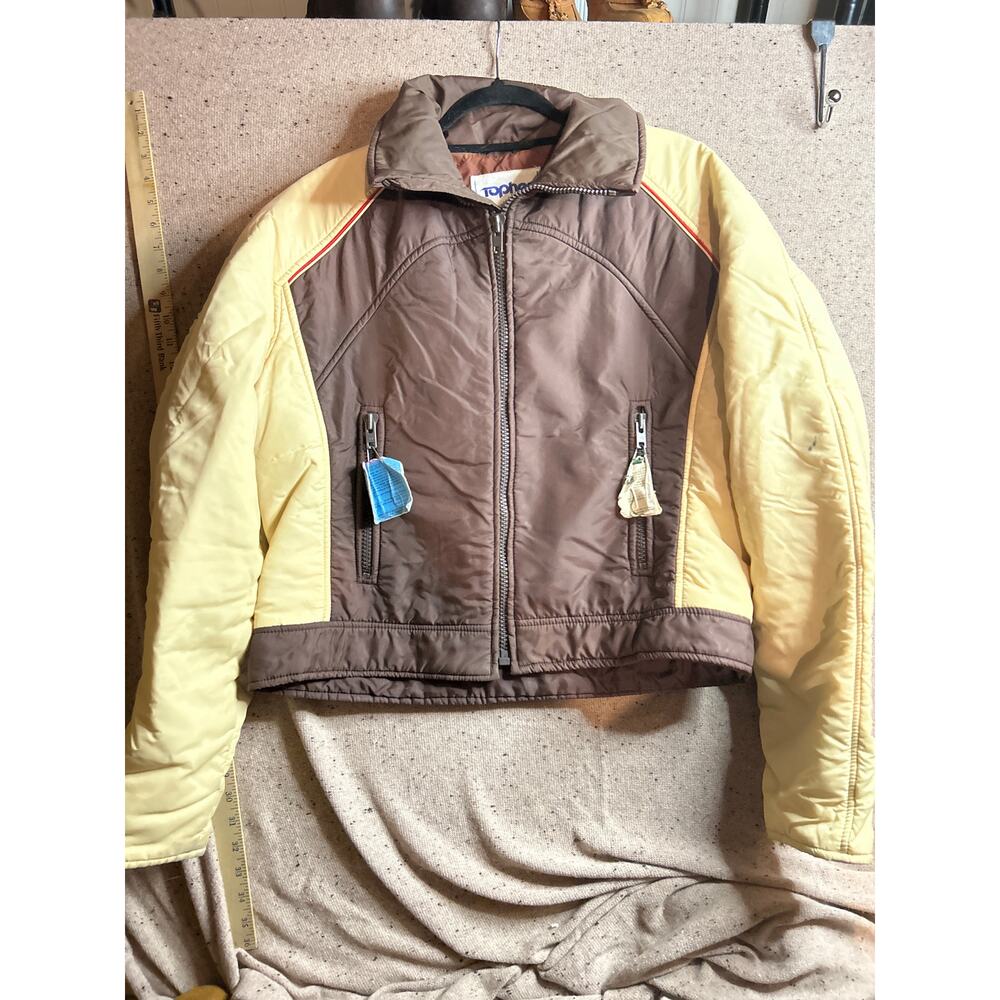 Topher Vintage 80s Ski Jacket Brown Tan Large Retro Snow Warm